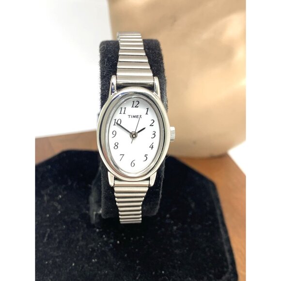 Timex Women's Watch T21902 Quartz Petite White Dial Silver Steel Expansion Band - Picture 12 of 13